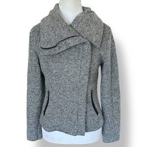 Textured Gray Zip-Front Sweater Jacket Size Large